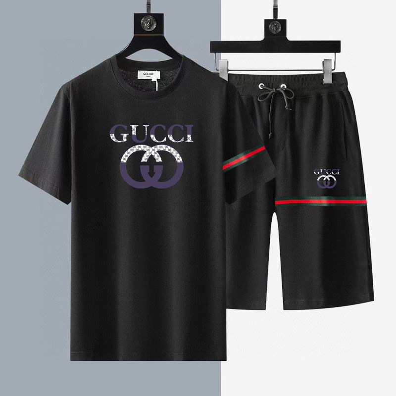 Wholesale High-quality G.ucci Short Sleeve Replica Designer Tracksuits Sets for sale