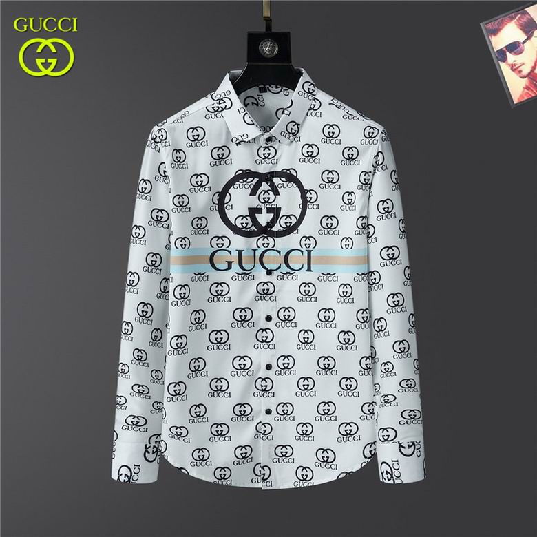 Wholesale Cheap G ucci Long Sleeve men Shirts for Sale