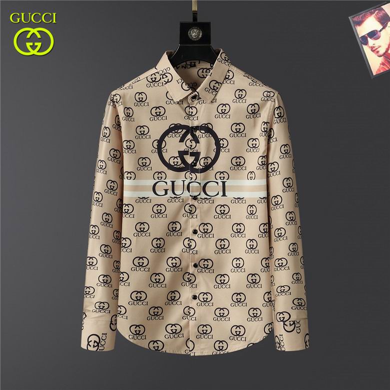 Wholesale Cheap G ucci Long Sleeve men Shirts for Sale
