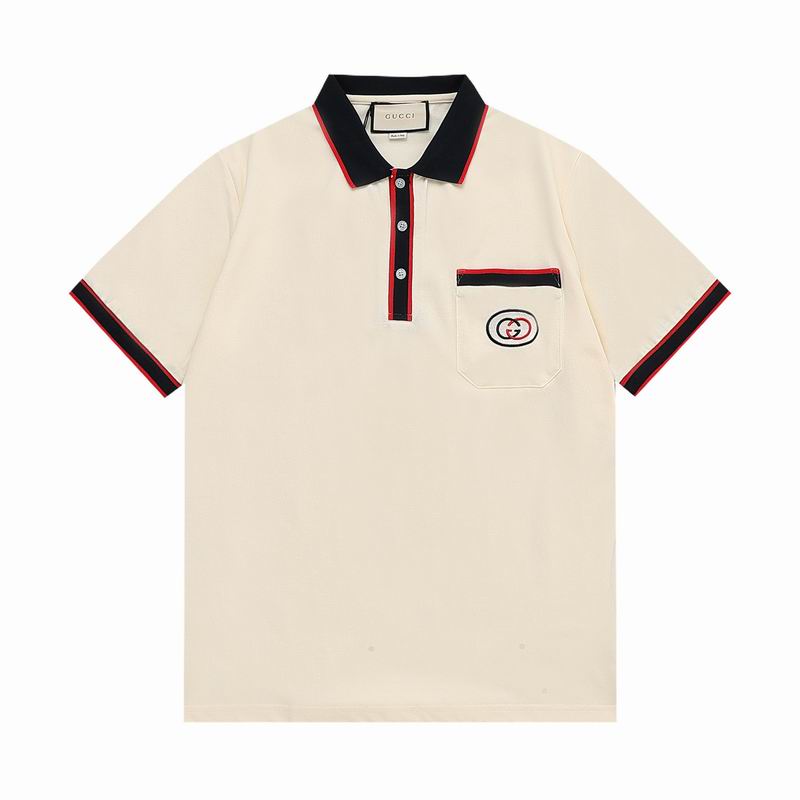 Wholesale Cheap High-quality men Fashion G.ucci Short Sleeve Lapel Replica Designer T Shirts for Sale