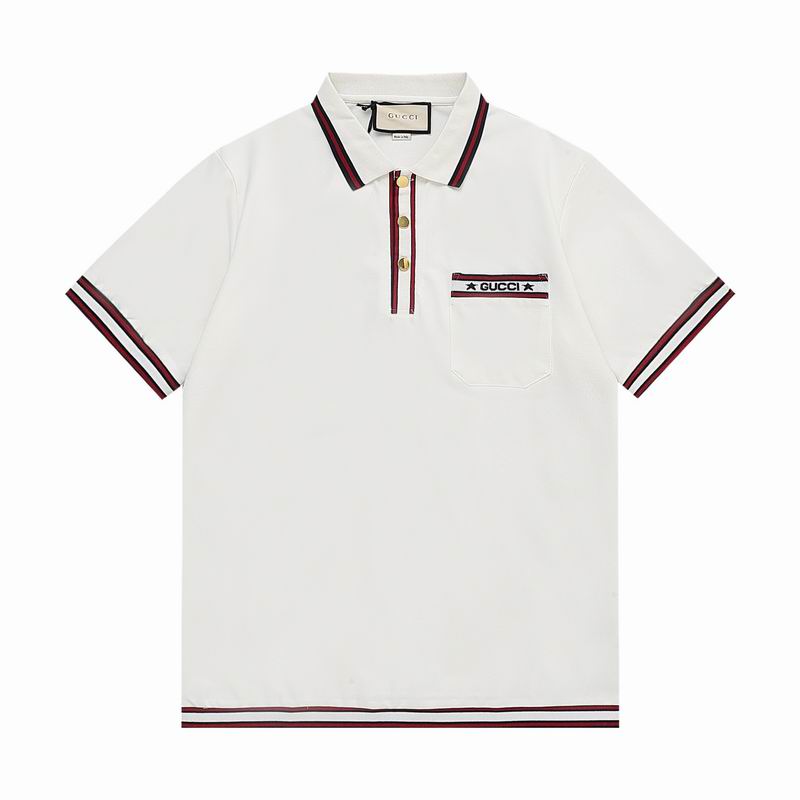 Wholesale Cheap High-quality men Fashion G.ucci Short Sleeve Lapel Replica Designer T Shirts for Sale