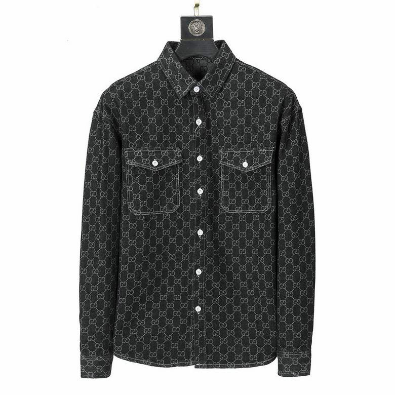 Wholesale Cheap G ucci Long Sleeve men Shirts for Sale