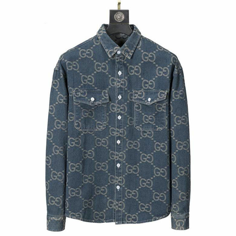Wholesale Cheap G ucci Long Sleeve men Shirts for Sale