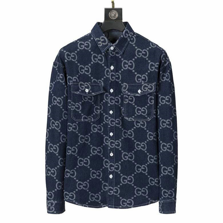 Wholesale Cheap G ucci Long Sleeve men Shirts for Sale