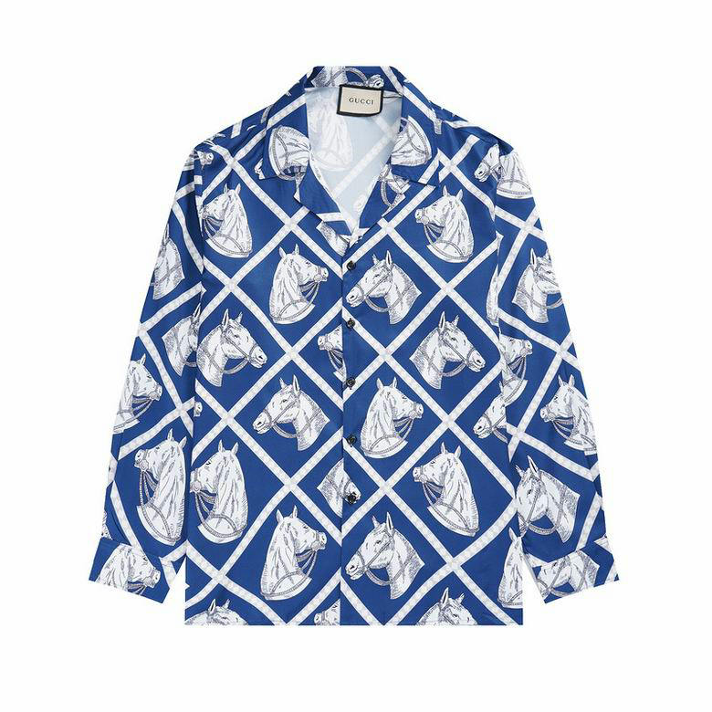 Wholesale Cheap G ucci Long Sleeve men Shirts for Sale