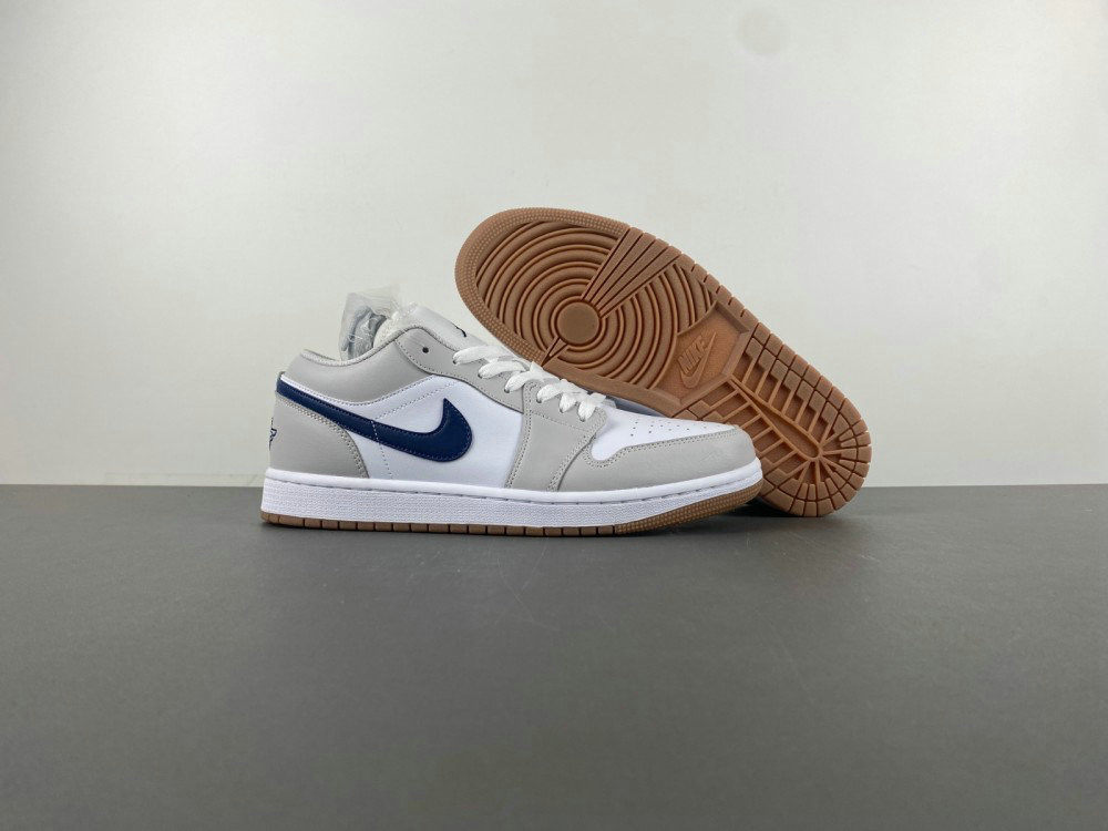 Jordan 1 Low Midnight Navy Neutral Grey shoes 553558-146