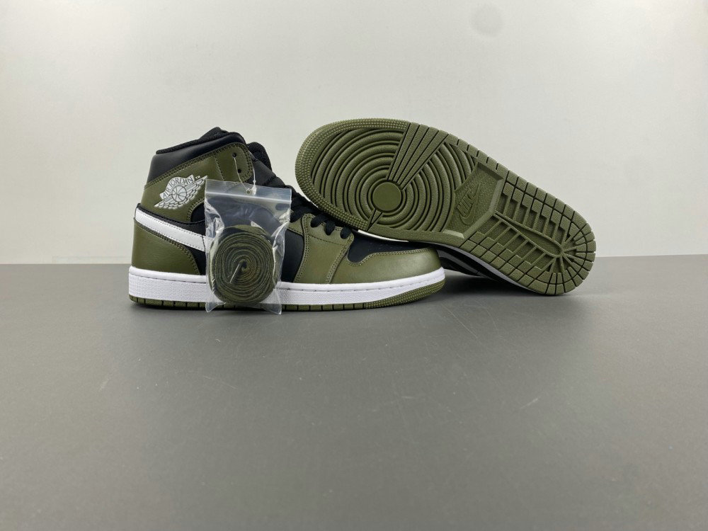 Jordan 1 Mid Black White Olive Men's Sneaker DQ8426-092