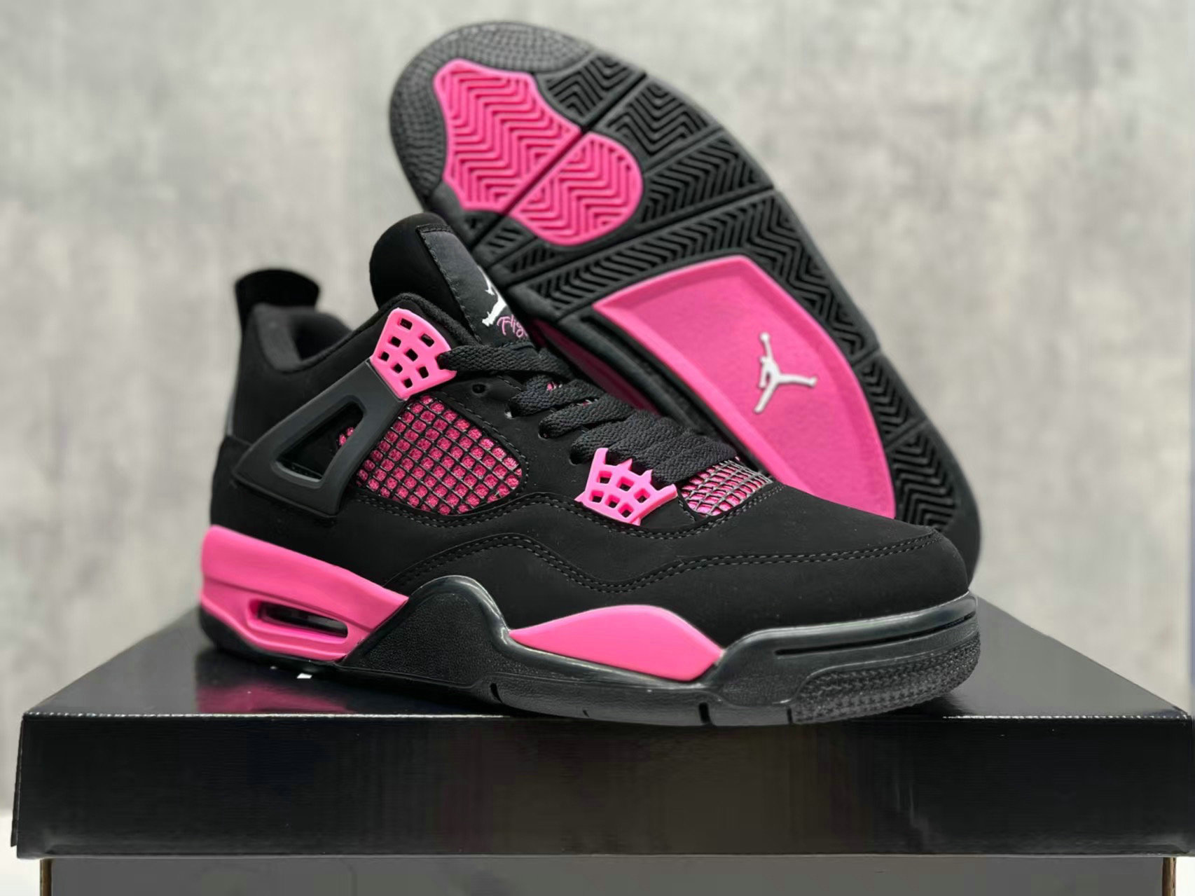 Jordan 4 Pink Neon Thunder In 2023 Shoes Retro Black Pink