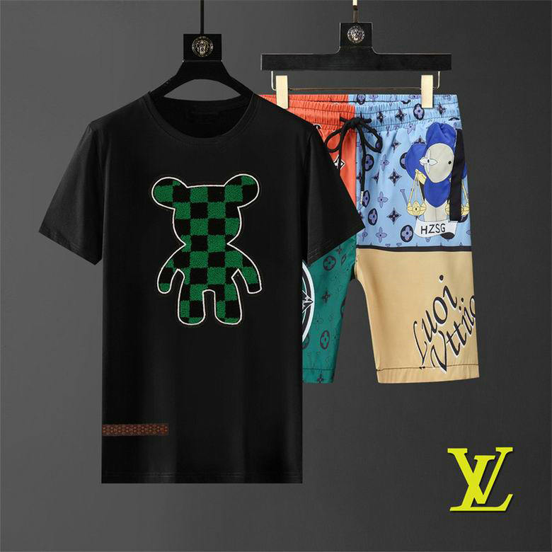 Wholesale Cheap Louis Vuitton Short Sleeve Casual Tracksuit for Sale