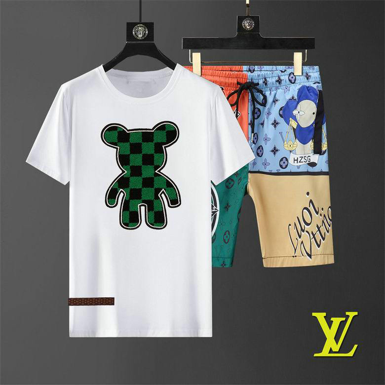 Wholesale Cheap Louis Vuitton Short Sleeve Casual Tracksuit for Sale