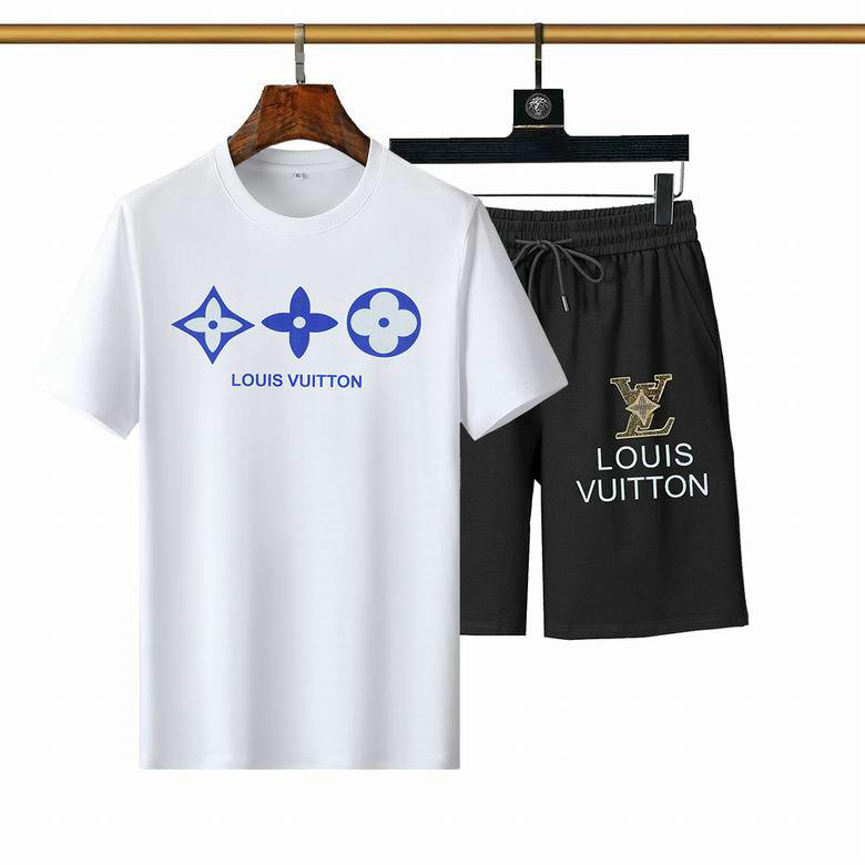 Wholesale Cheap LV mens Short Sleeve Tracksuit for Sale
