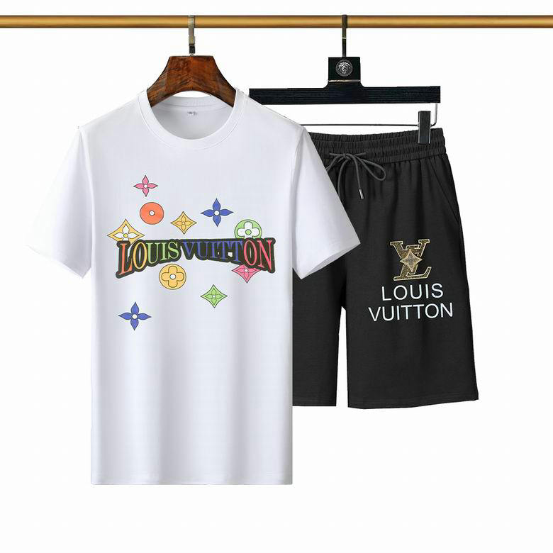 Wholesale Cheap LV mens Short Sleeve Tracksuit for Sale