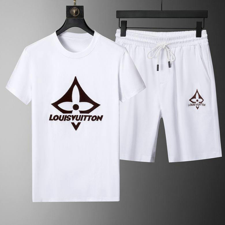 Wholesale Cheap Louis Vuitton Short Sleeve Casual Tracksuit for Sale
