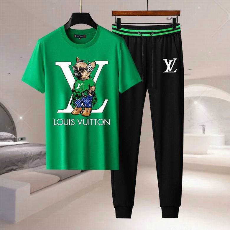 Wholesale Cheap Louis Vuitton Short Sleeve Casual Tracksuits for Sale