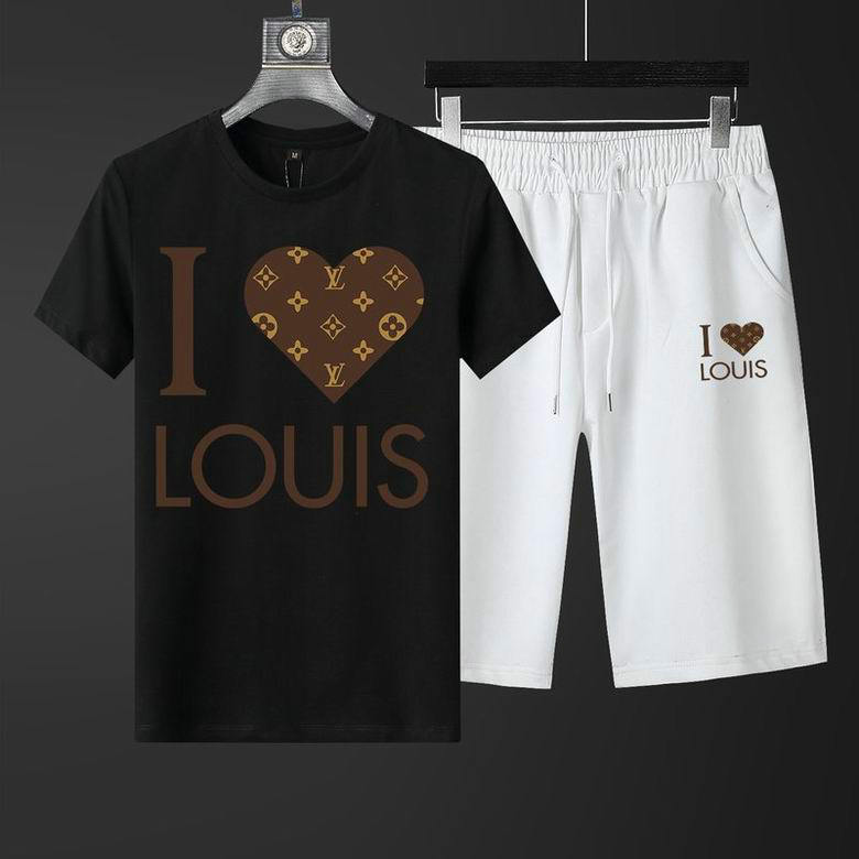 Wholesale Cheap Louis Vuitton Short Sleeve Casual Tracksuits for Sale