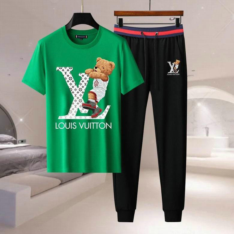 Wholesale Cheap Louis Vuitton Short Sleeve Casual Tracksuits for Sale