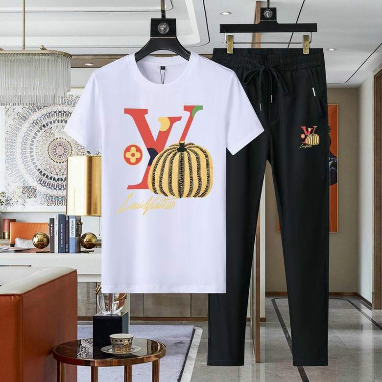 Wholesale Cheap Louis Vuitton Short Sleeve Casual Tracksuits for Sale