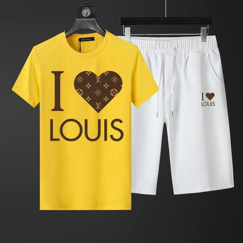 Wholesale Cheap Louis Vuitton Short Sleeve Casual Tracksuits for Sale
