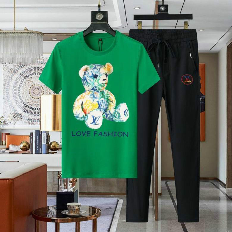 Wholesale Cheap Louis Vuitton Short Sleeve Casual Tracksuits for Sale