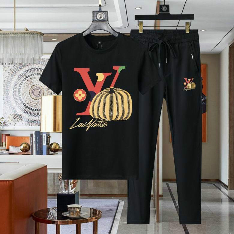 Wholesale Cheap Louis Vuitton Short Sleeve Casual Tracksuits for Sale