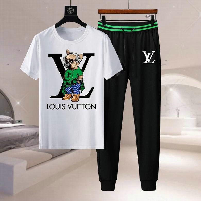 Wholesale Cheap Louis Vuitton Short Sleeve Casual Tracksuits for Sale