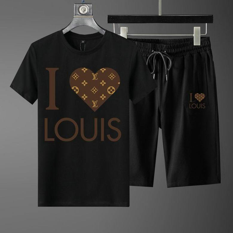 Wholesale Cheap Louis Vuitton Short Sleeve Casual Tracksuits for Sale
