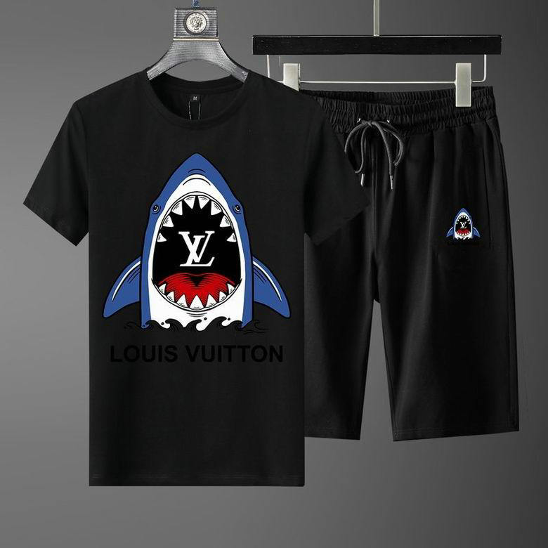 Wholesale Cheap Louis Vuitton Short Sleeve Casual Tracksuits for Sale