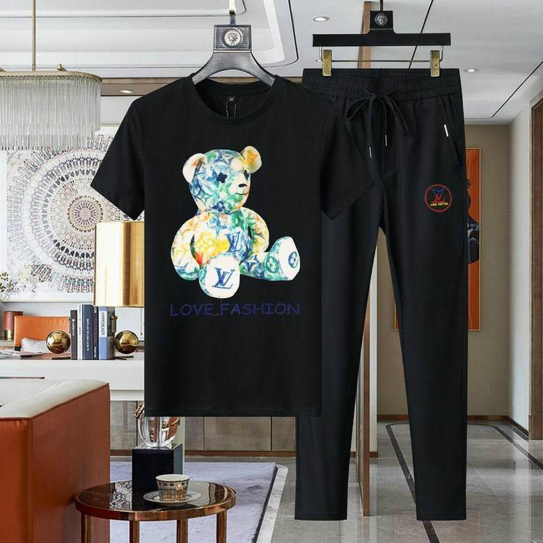 Wholesale Cheap Louis Vuitton Short Sleeve Casual Tracksuits for Sale