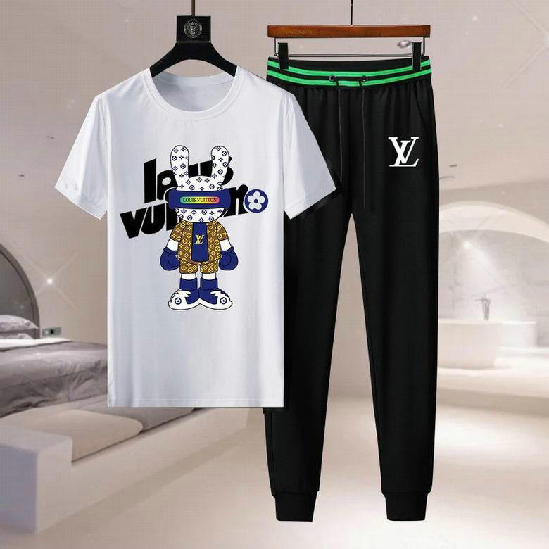 Wholesale Cheap Louis Vuitton Short Sleeve Casual Tracksuits for Sale