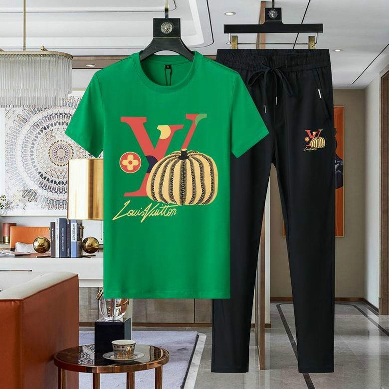 Wholesale Cheap Louis Vuitton Short Sleeve Casual Tracksuits for Sale
