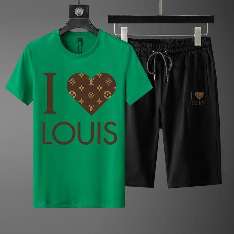Wholesale Cheap Louis Vuitton Short Sleeve Casual Tracksuits for Sale