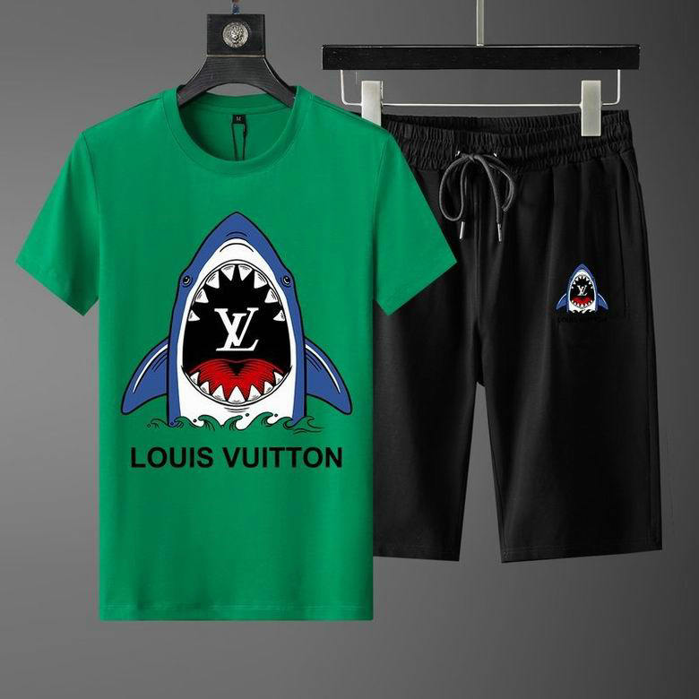 Wholesale Cheap Louis Vuitton Short Sleeve Casual Tracksuits for Sale