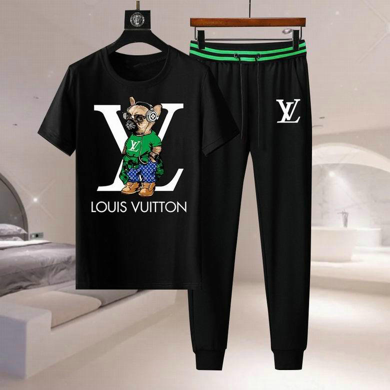 Wholesale Cheap Louis Vuitton Short Sleeve Casual Tracksuits for Sale
