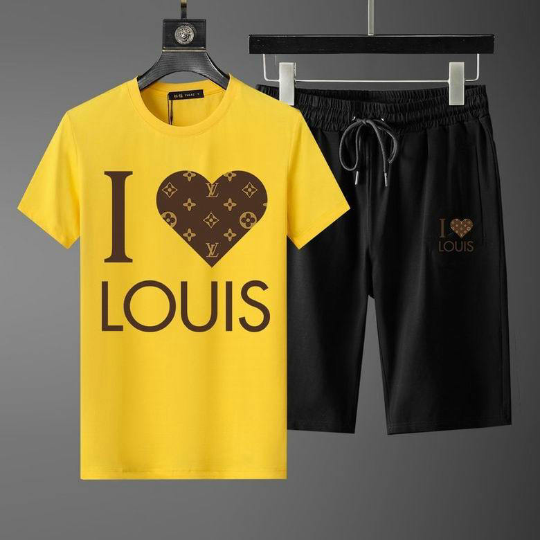 Wholesale Cheap Louis Vuitton Short Sleeve Casual Tracksuits for Sale