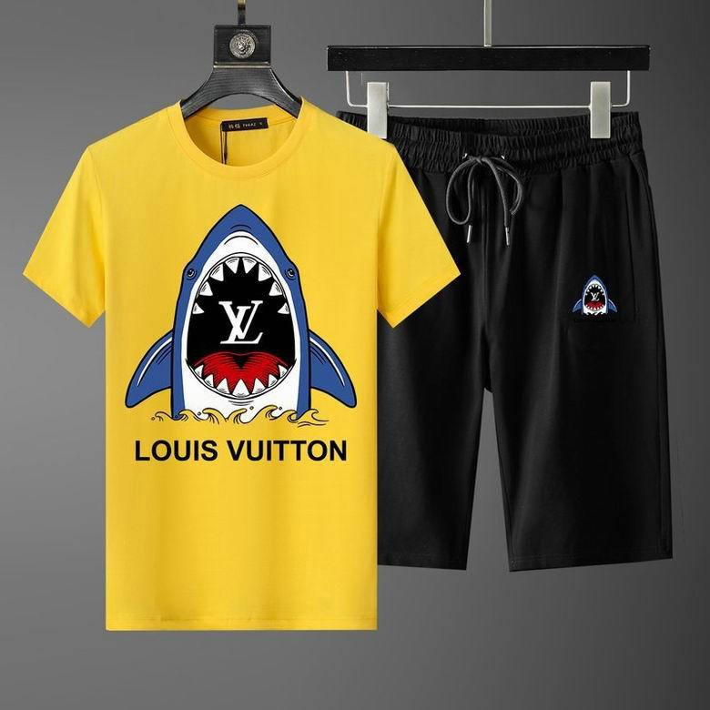 Wholesale Cheap Louis Vuitton Short Sleeve Casual Tracksuits for Sale
