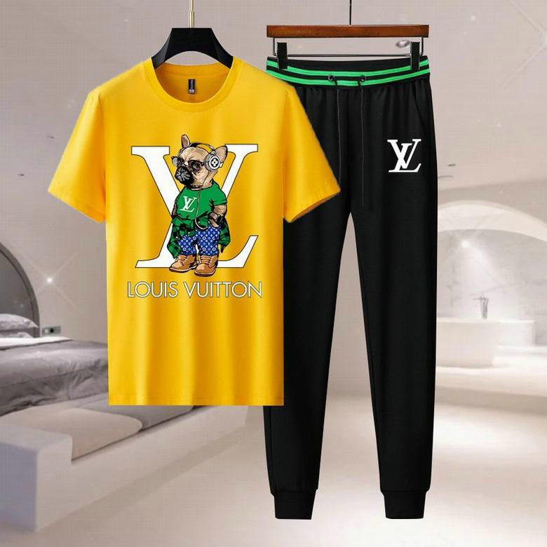 Wholesale Cheap Louis Vuitton Short Sleeve Casual Tracksuits for Sale