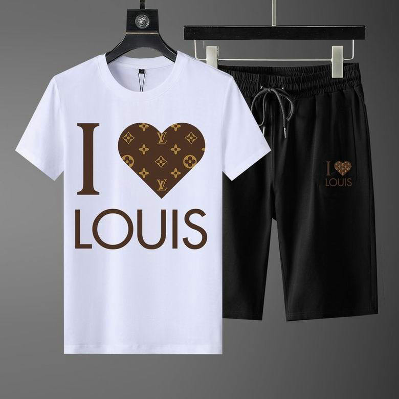 Wholesale Cheap Louis Vuitton Short Sleeve Casual Tracksuits for Sale