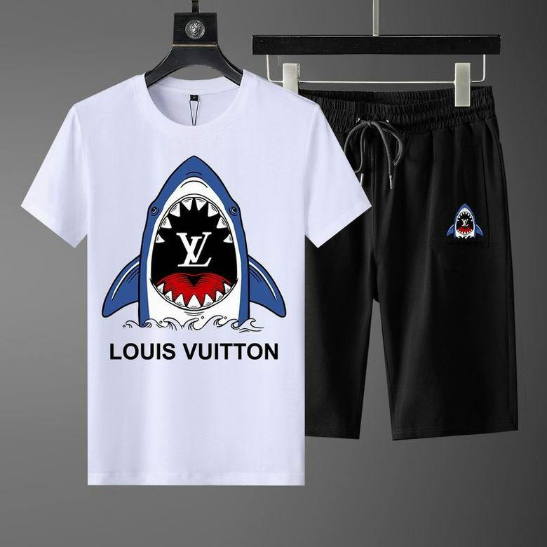 Wholesale Cheap Louis Vuitton Short Sleeve Casual Tracksuits for Sale