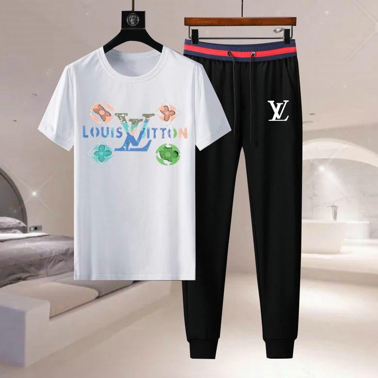 Wholesale Cheap LV Short Sleeve Tracksuits for Sale