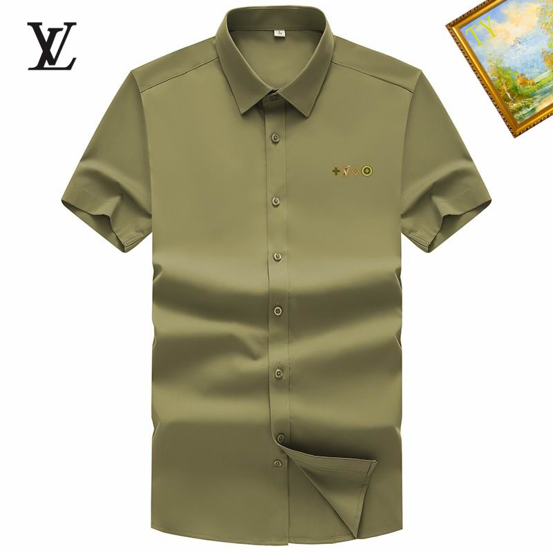 Wholesale Cheap High-quality men LV Short Sleeve Replica Designer Shirts for Sale