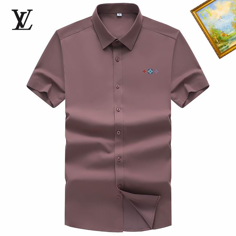 Wholesale Cheap High-quality men LV Short Sleeve Replica Designer Shirts for Sale