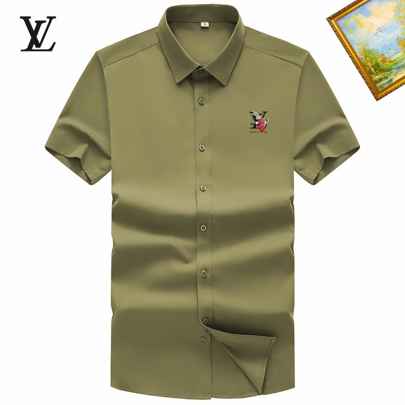 Wholesale Cheap High-quality men LV Short Sleeve Replica Designer Shirts for Sale