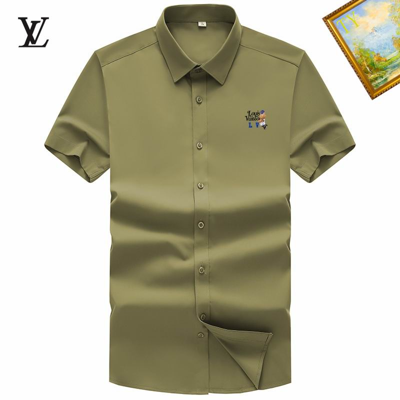 Wholesale Cheap High-quality men LV Short Sleeve Replica Designer Shirts for Sale