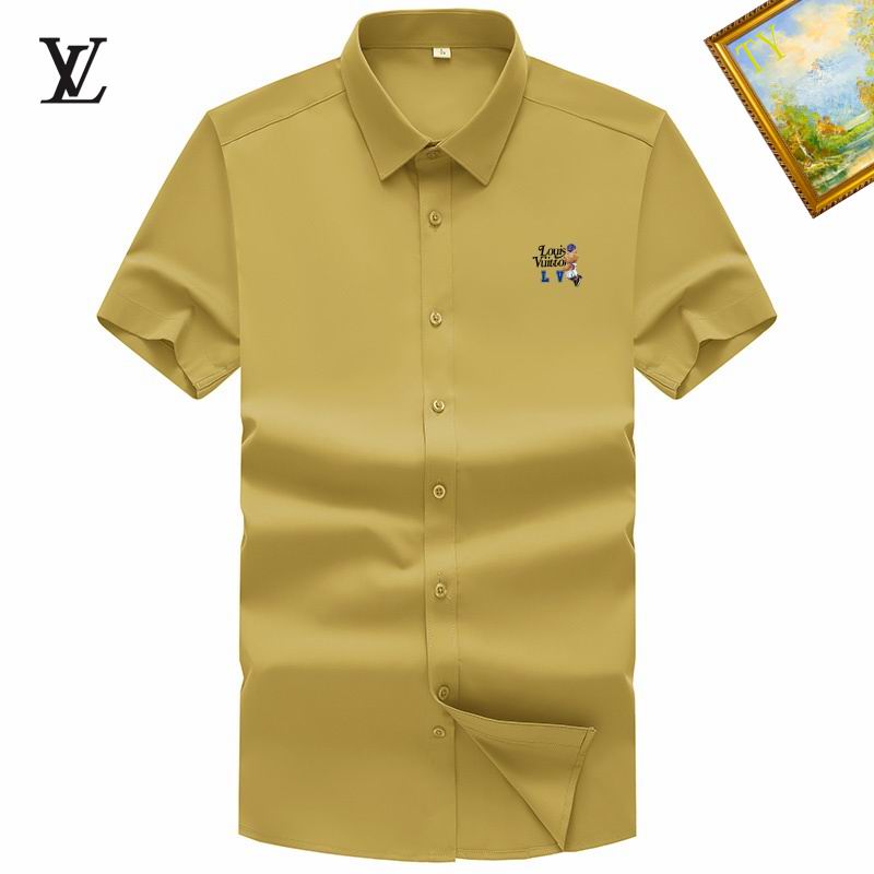 Wholesale Cheap High-quality men LV Short Sleeve Replica Designer Shirts for Sale