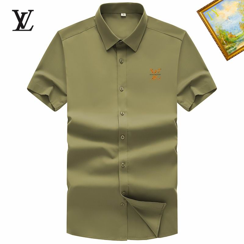 Wholesale Cheap High-quality men LV Short Sleeve Replica Designer Shirts for Sale