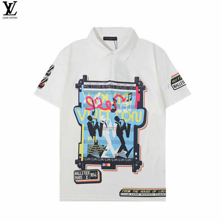 Wholesale Cheap LV Shorts Sleeve Lapel T Shirts for Sale
