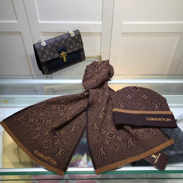 Wholesale Cheap Lv Scarf Hats set