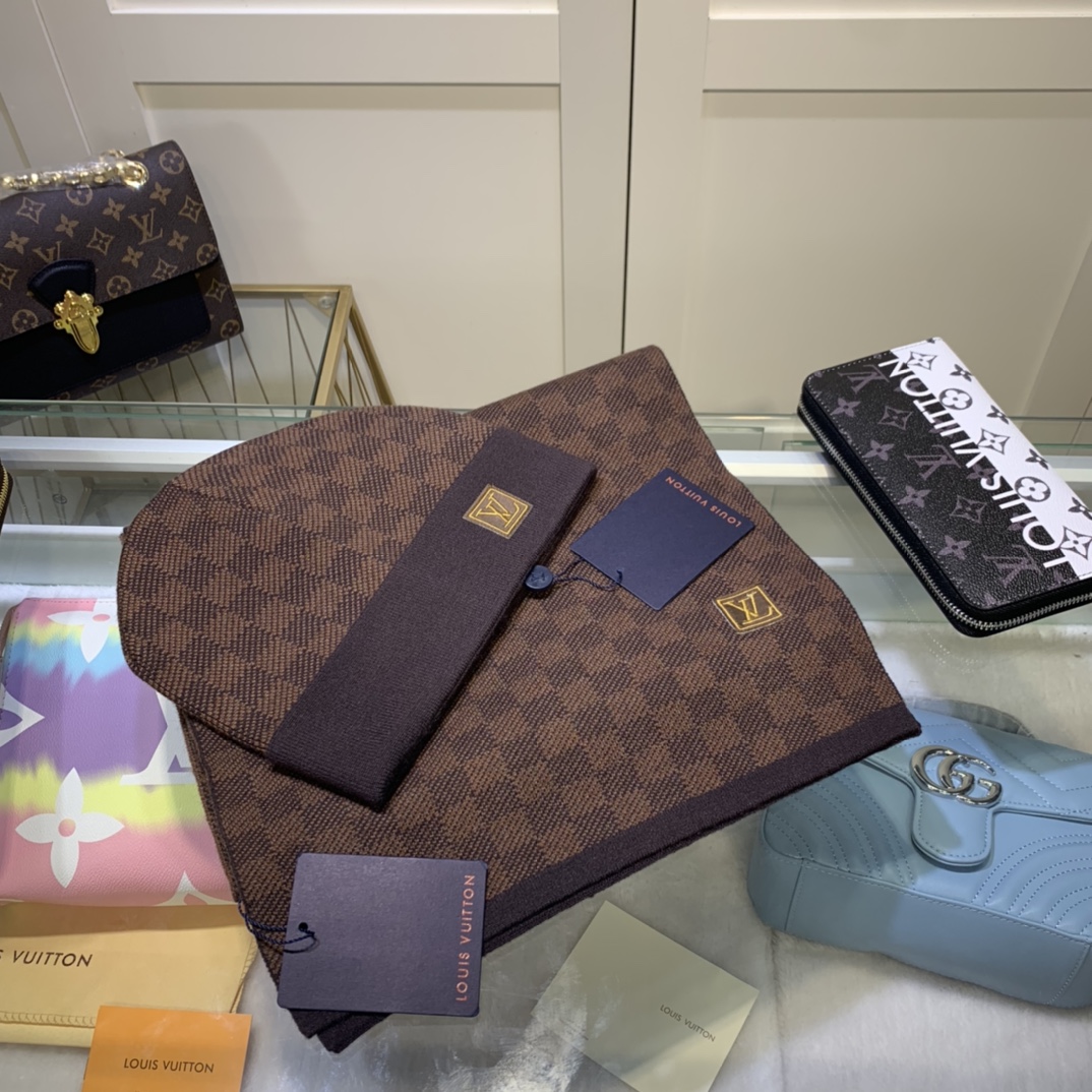 Wholesale Cheap Lv Scarf Hats set