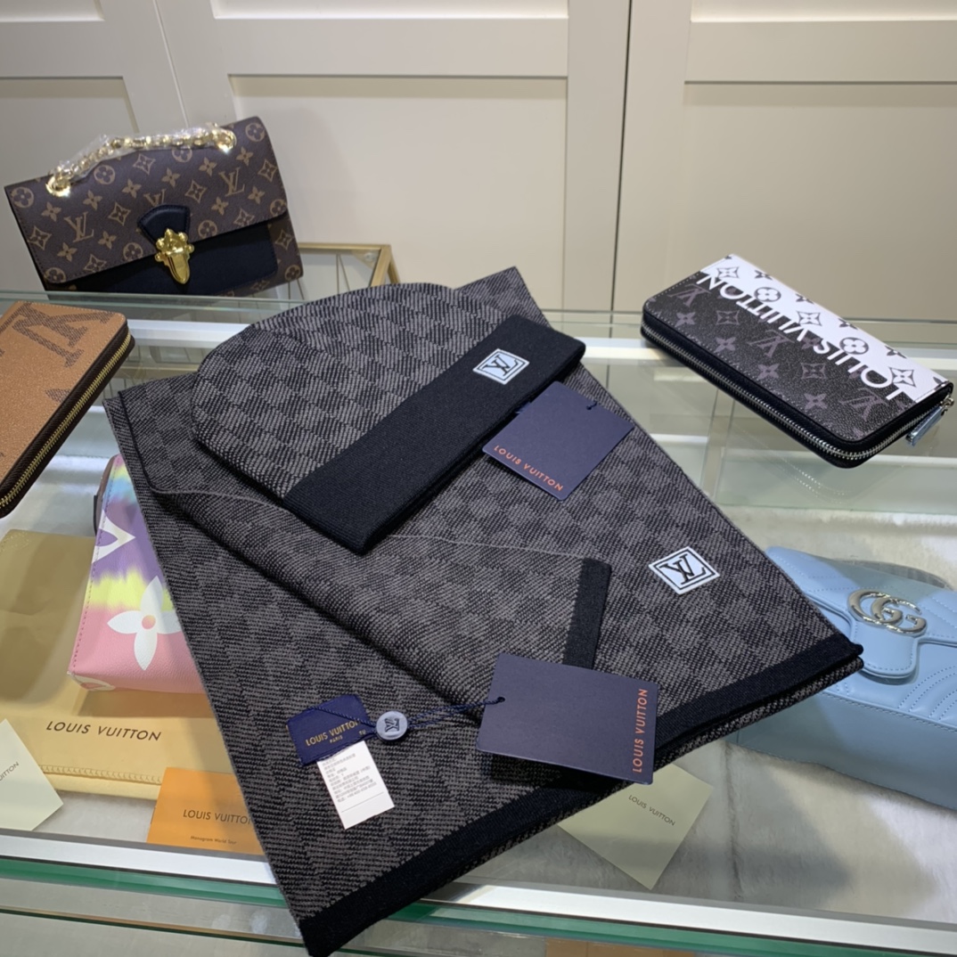 Wholesale Cheap Lv Scarf Hats set