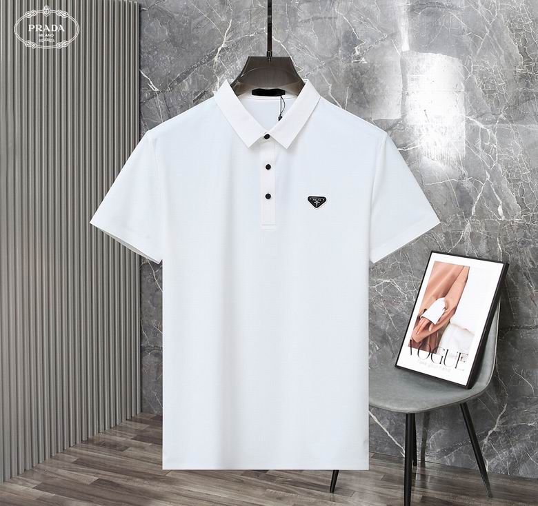 Wholesale Cheap P rada Short Sleeve Lapel T Shirts for Sale